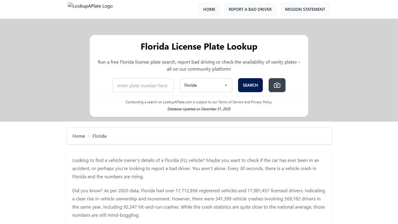 Florida License Plate Lookup: Report a FL Plate (Free Search)