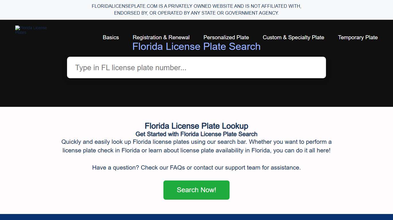 Florida License Plate Lookup
