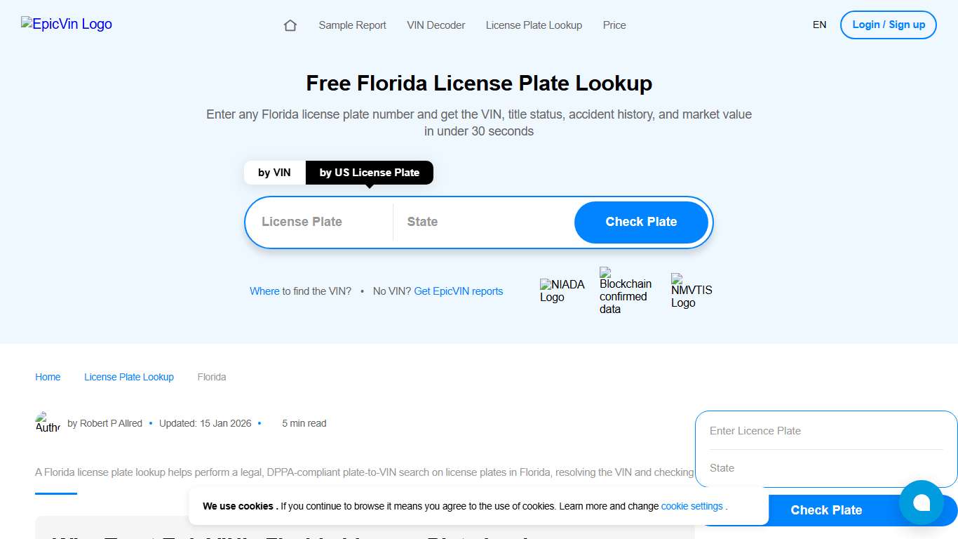 Free Florida License Plate Lookup and Owner Search